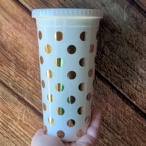 Kate Spade polka dot tumbler with gold polka dots